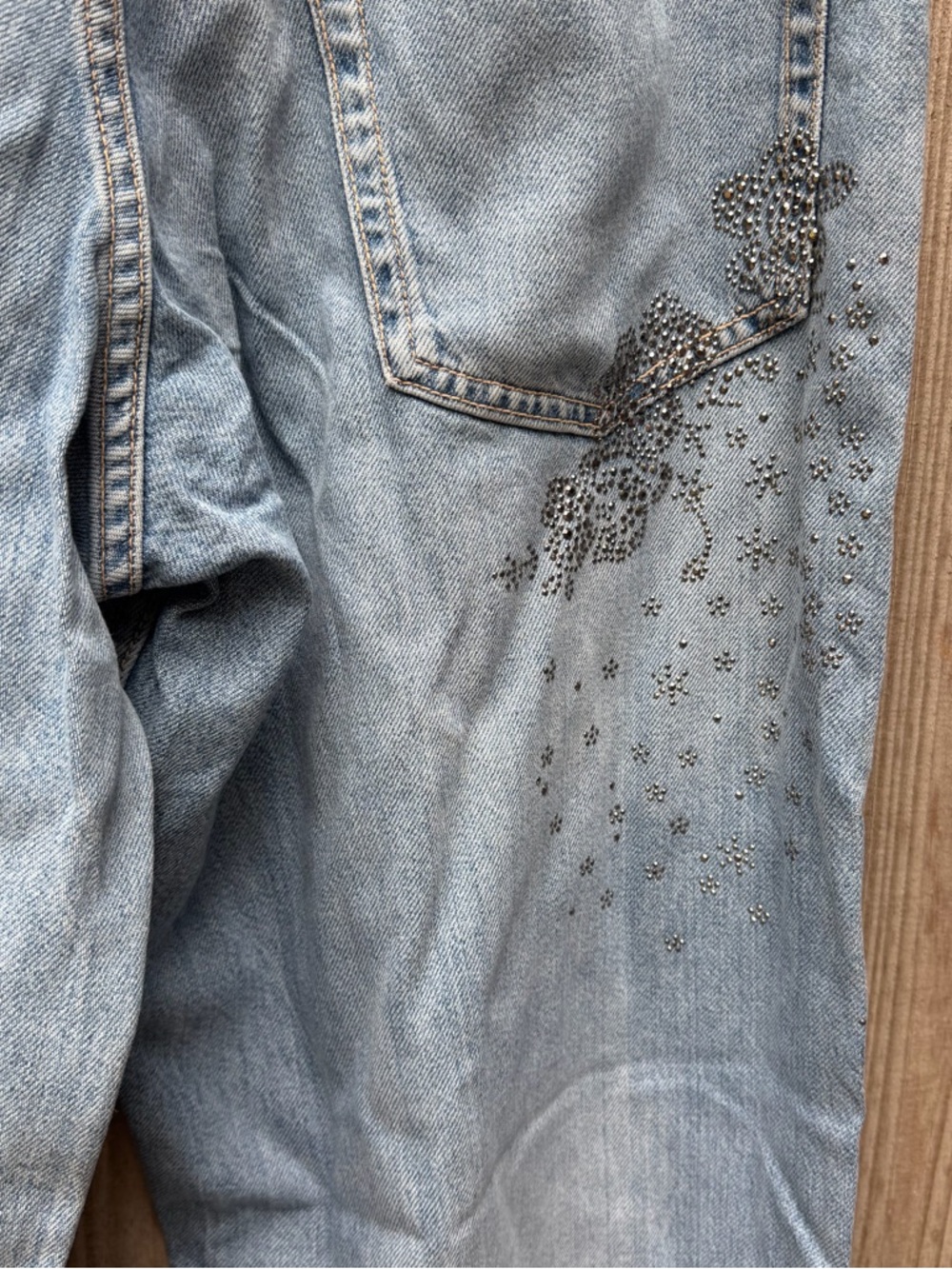 NWT/Zara TRF mid-rise rhinestone jeans/US12 - Picture 7 of 7